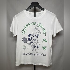 Disney Minnie Mouse White 'Queen of Swing' T-Shirt. Size XS